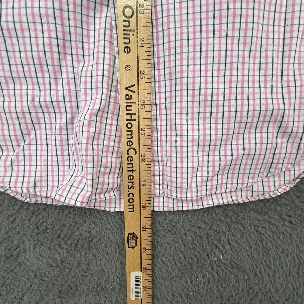 Ralph Lauren Button Down Shirt Mens 15.5 Pink Blue Check Classic Fit Long Sleeve